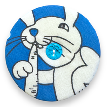 Load image into Gallery viewer, Upcycled double sided round padded playing card holder for kids or adults HAPPY RABBIT