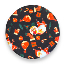 Load image into Gallery viewer, Upcycled double sided round padded playing card holder for kids or adults CHRISTMAS