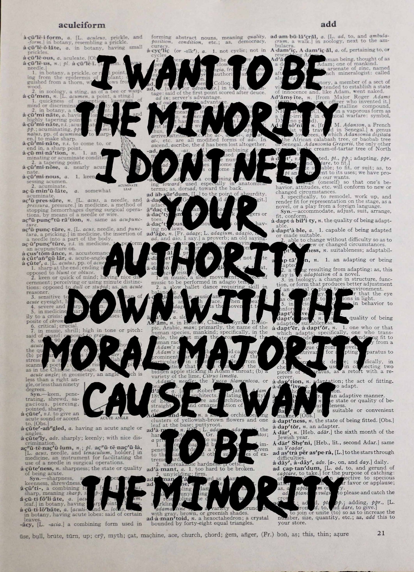 Minority GREEN DAY song lyrics personalised customisable vintage dictionary print