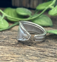 Load image into Gallery viewer, Stunning Celtic upcycled repurposed silver-plated ring made from vintage cutlery M Size O-O1/2 approx
