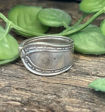 Load image into Gallery viewer, Pretty CELTIC upcycled repurposed silver-plated ring made from vintage cutlery M Size P-P1/2 approx