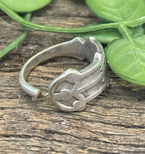 Load image into Gallery viewer, Stunning Celtic upcycled repurposed silver-plated ring made from vintage cutlery L Size T-T1/2 approx