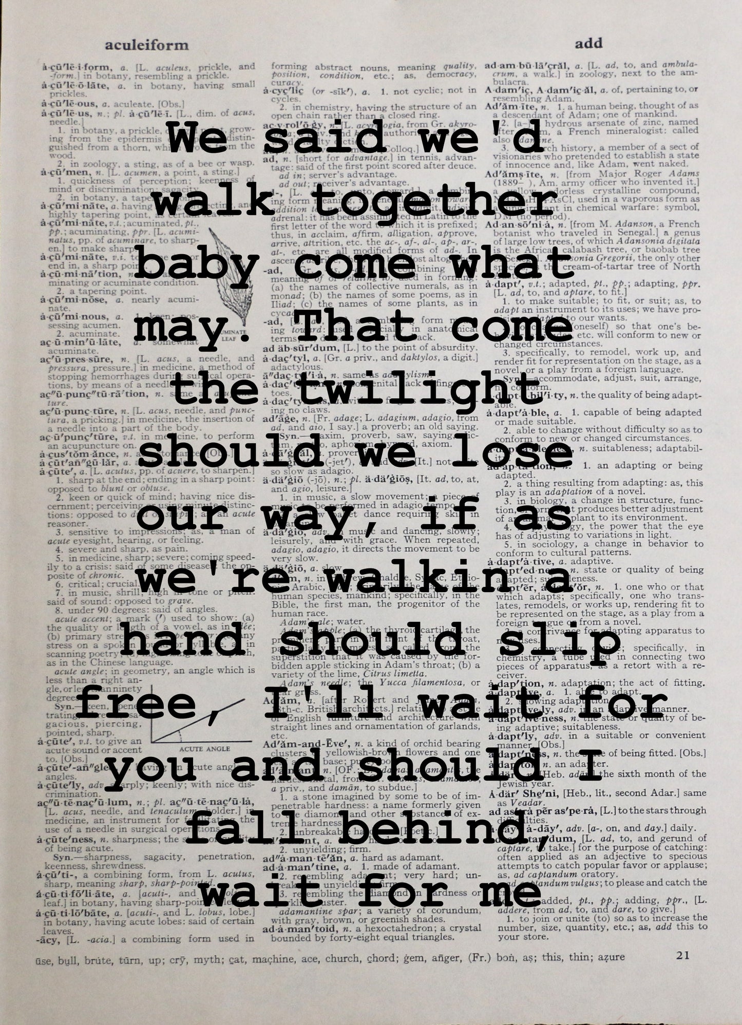 BRUCE SPRINGSTEEN Should I Fall Behind personalised customisable song lyrics vintage dictionary print