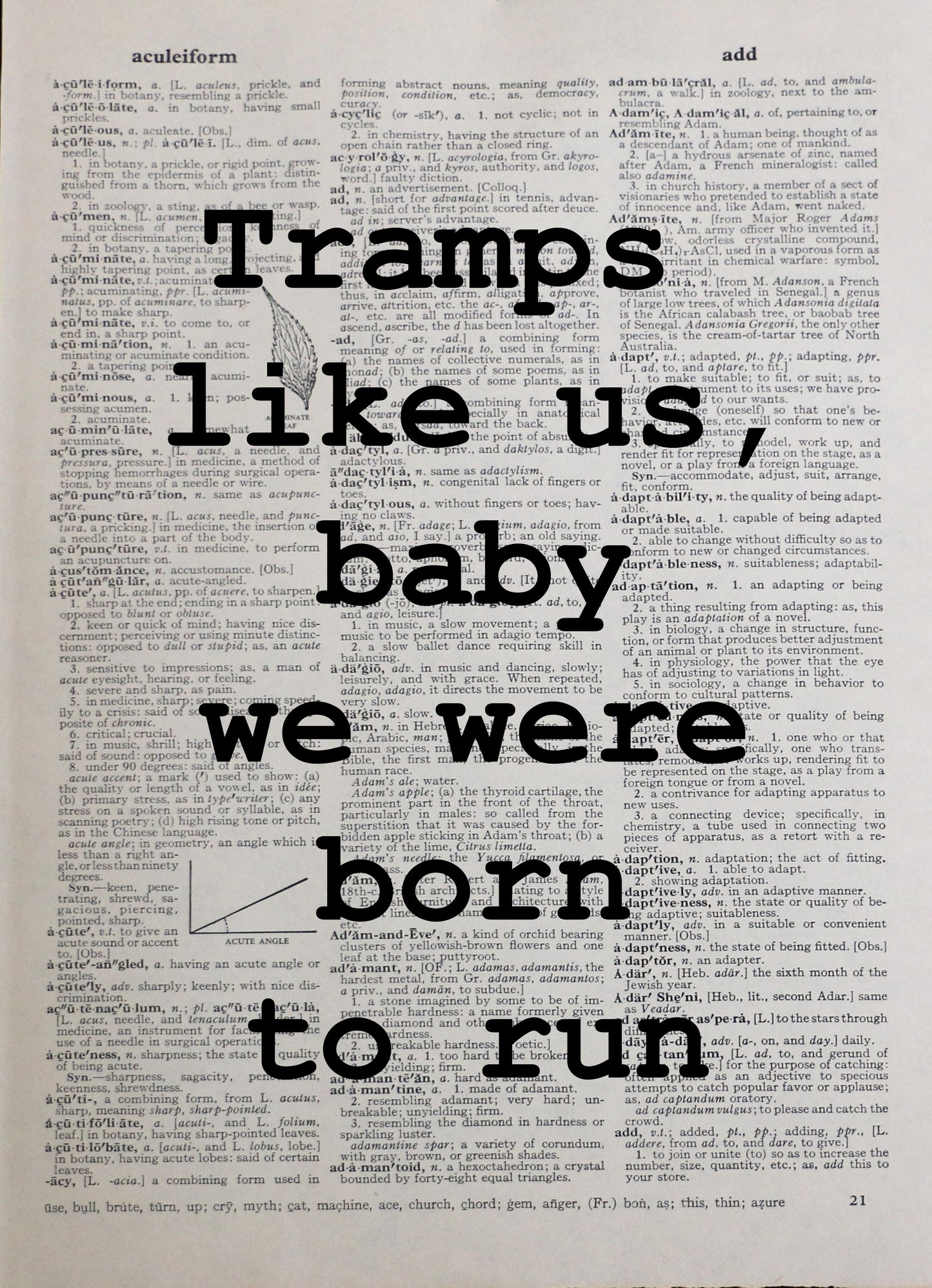 BRUCE SPRINGSTEEN Born To Run personalised customisable song lyrics vintage dictionary print