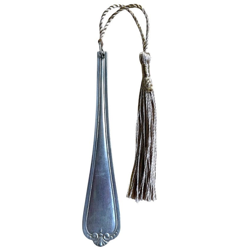Gorgeous bookmark with silver tassel made from upcycled vintage cutlery (Copy)