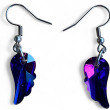 Load image into Gallery viewer, Upcycled repurposed beautiful vintage glass angel wing earrings
