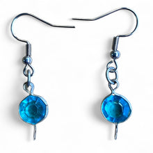 Load image into Gallery viewer, Upcycled repurposed beautiful vintage turquoise glass bead earrings
