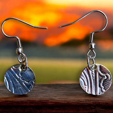 Load image into Gallery viewer, Upcycled repurposed vintage silver tray earings
