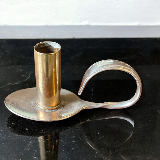 Beautiful upcycled silver plated Victorian era steampunk style bud vase handmade from vintage cutlery