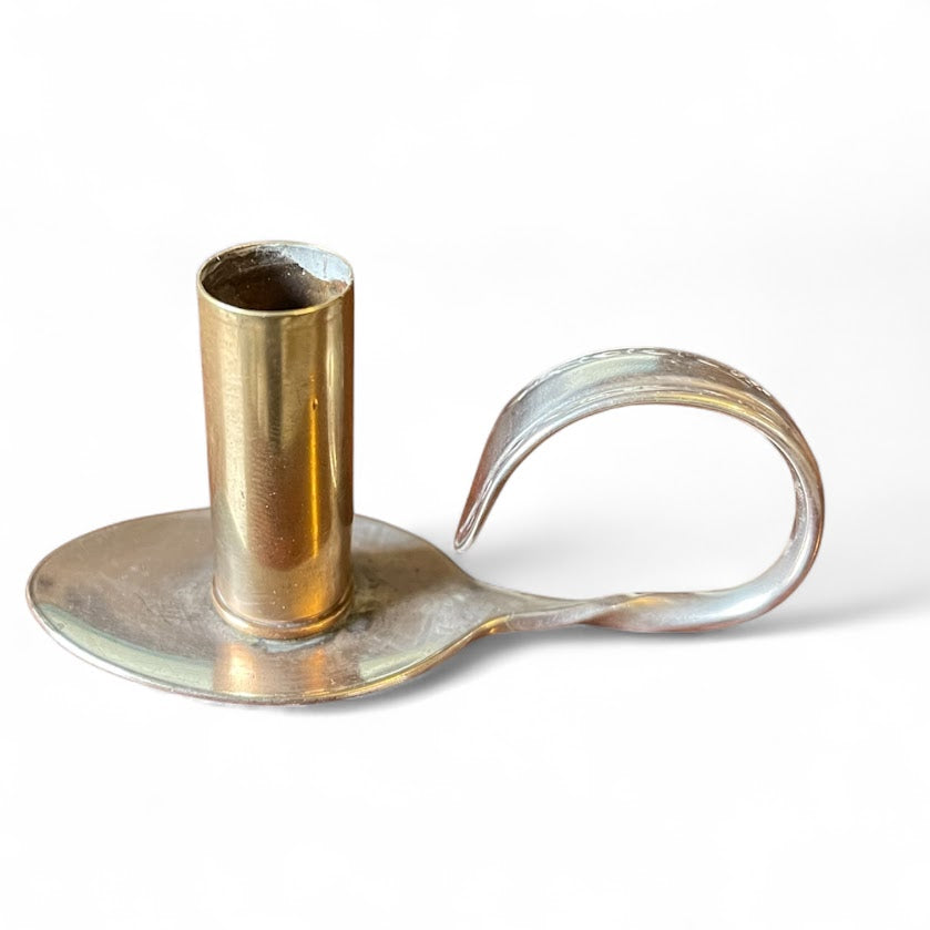 Beautiful upcycled silver plated Victorian era steampunk style bud vase handmade from vintage cutlery