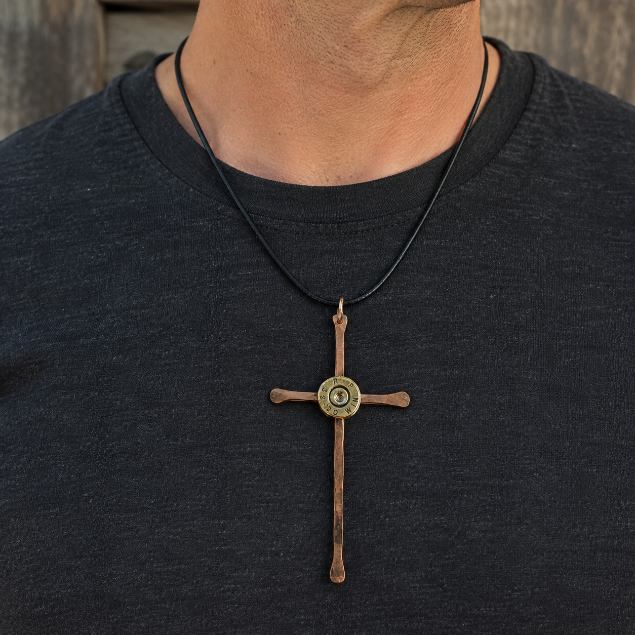 Frontier Cross Pendant | Handcrafted Copper & Vintage Bullet End