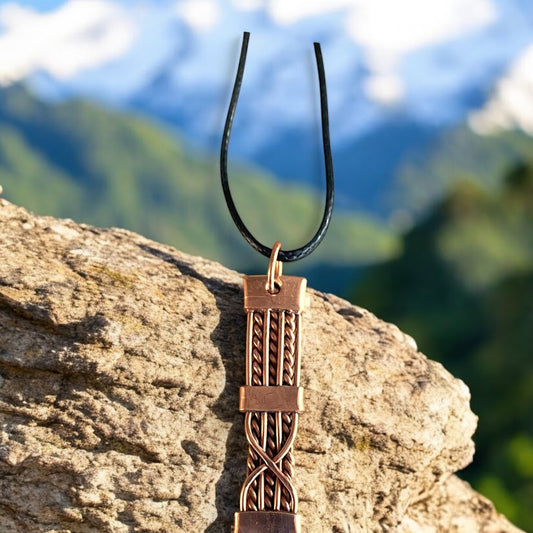 Upcycled & repurposed lovely abstract twisted copper wire pendent