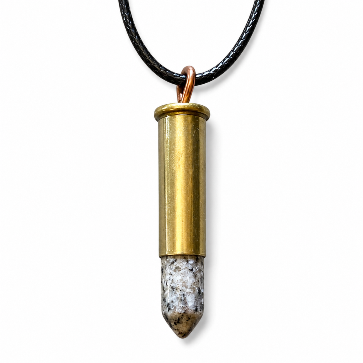 Frontier Pendant | Vintage Cartridge & Natural Speckled Stone