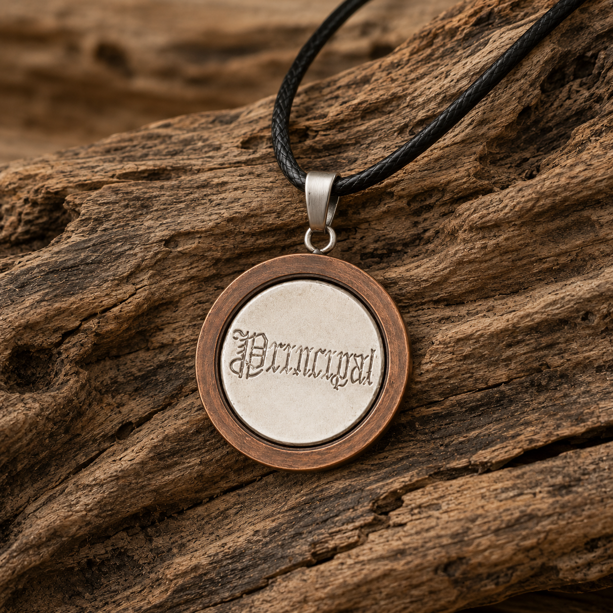 Vintage Organ Stop Pendant Necklace | Handcrafted Reclaimed Wood & Metal
