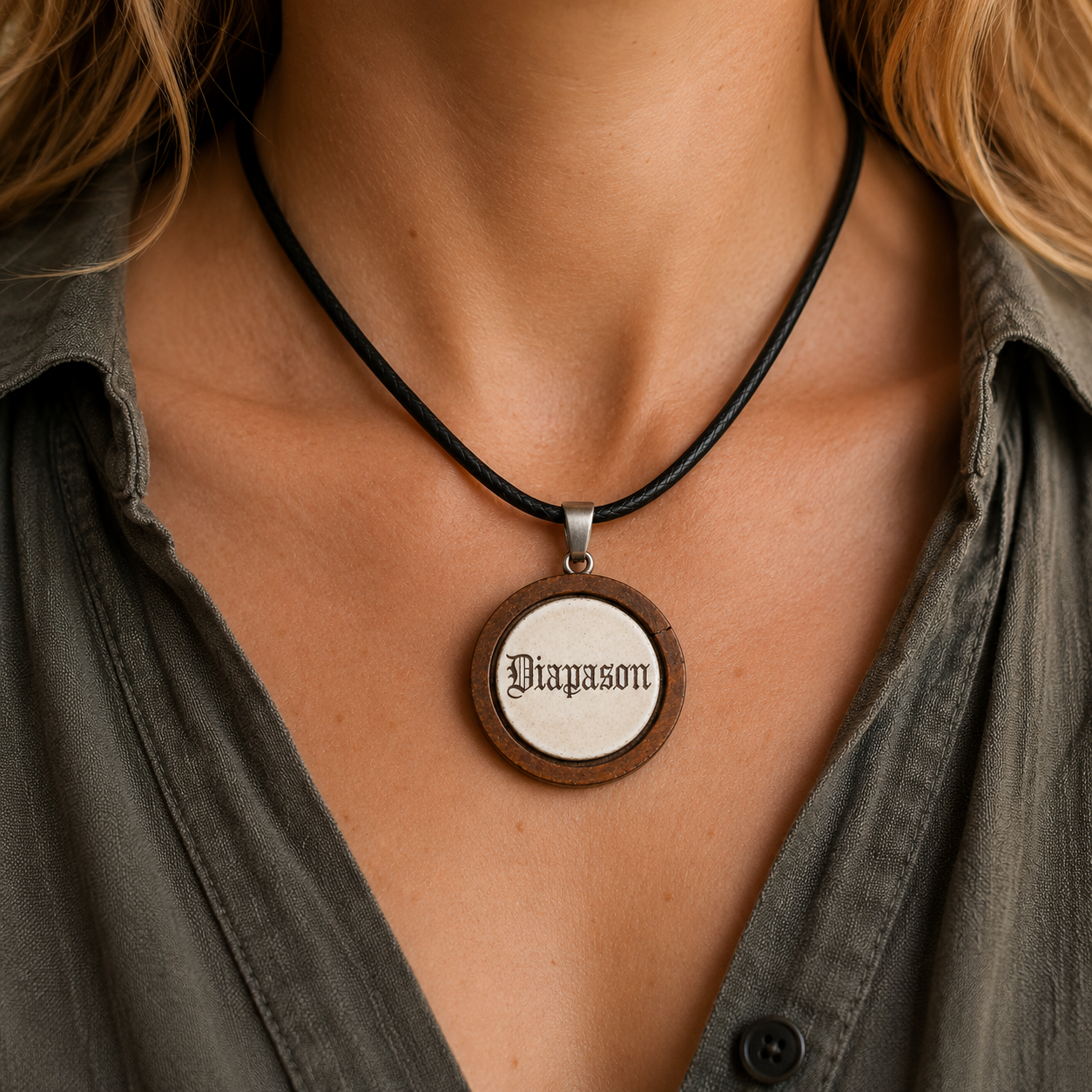 Vintage Diapason Organ Stop Pendant Necklace | Reclaimed Musical Heritage