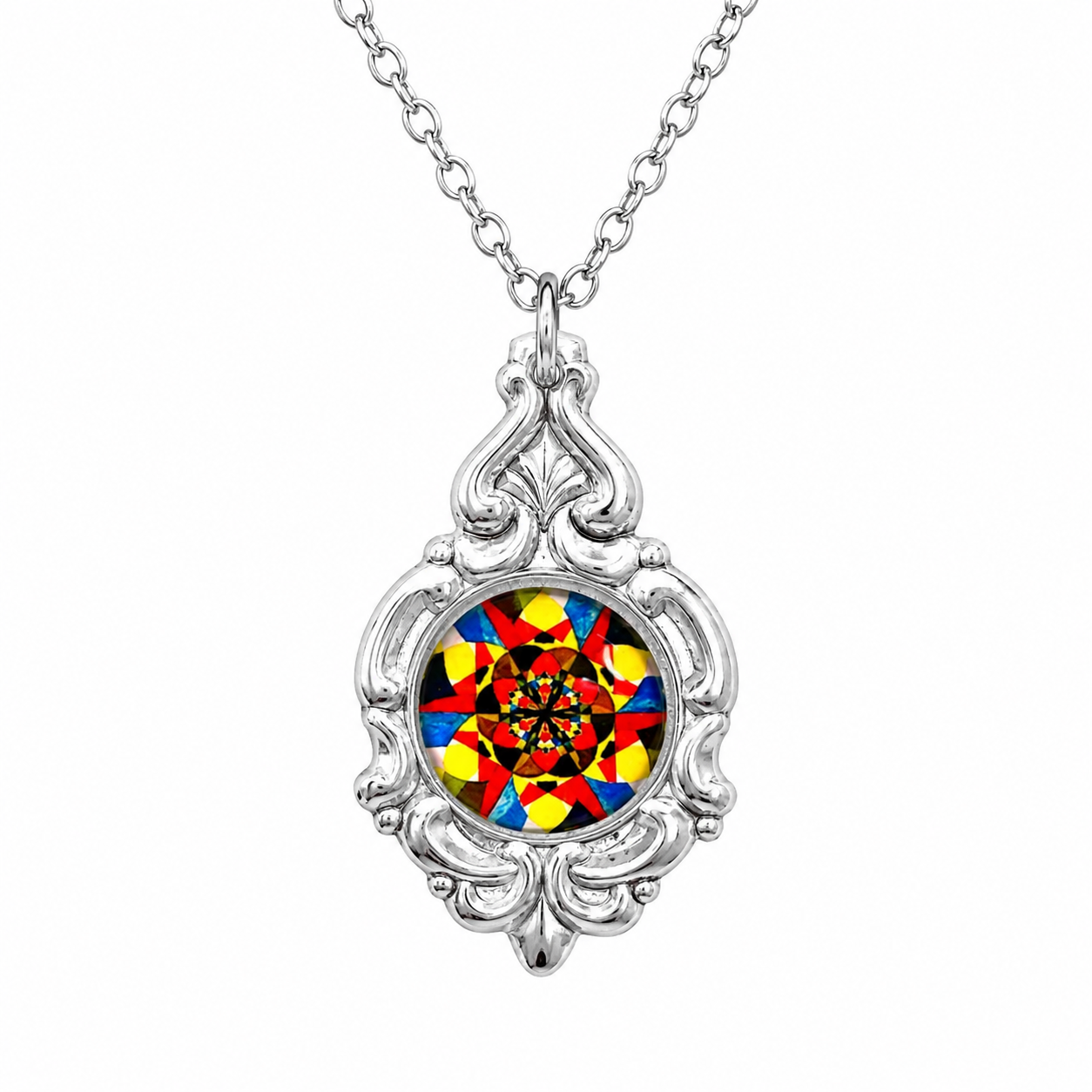Kaleidoscope Pendant Necklace | Handcrafted Reclaimed Silver-Plated Jewellery