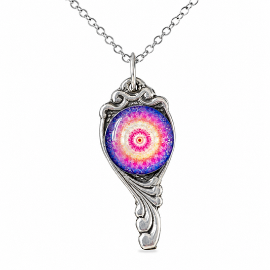 Mandala Pendant Necklace | Handcrafted Reclaimed Silver-Plated Spoon Jewellery