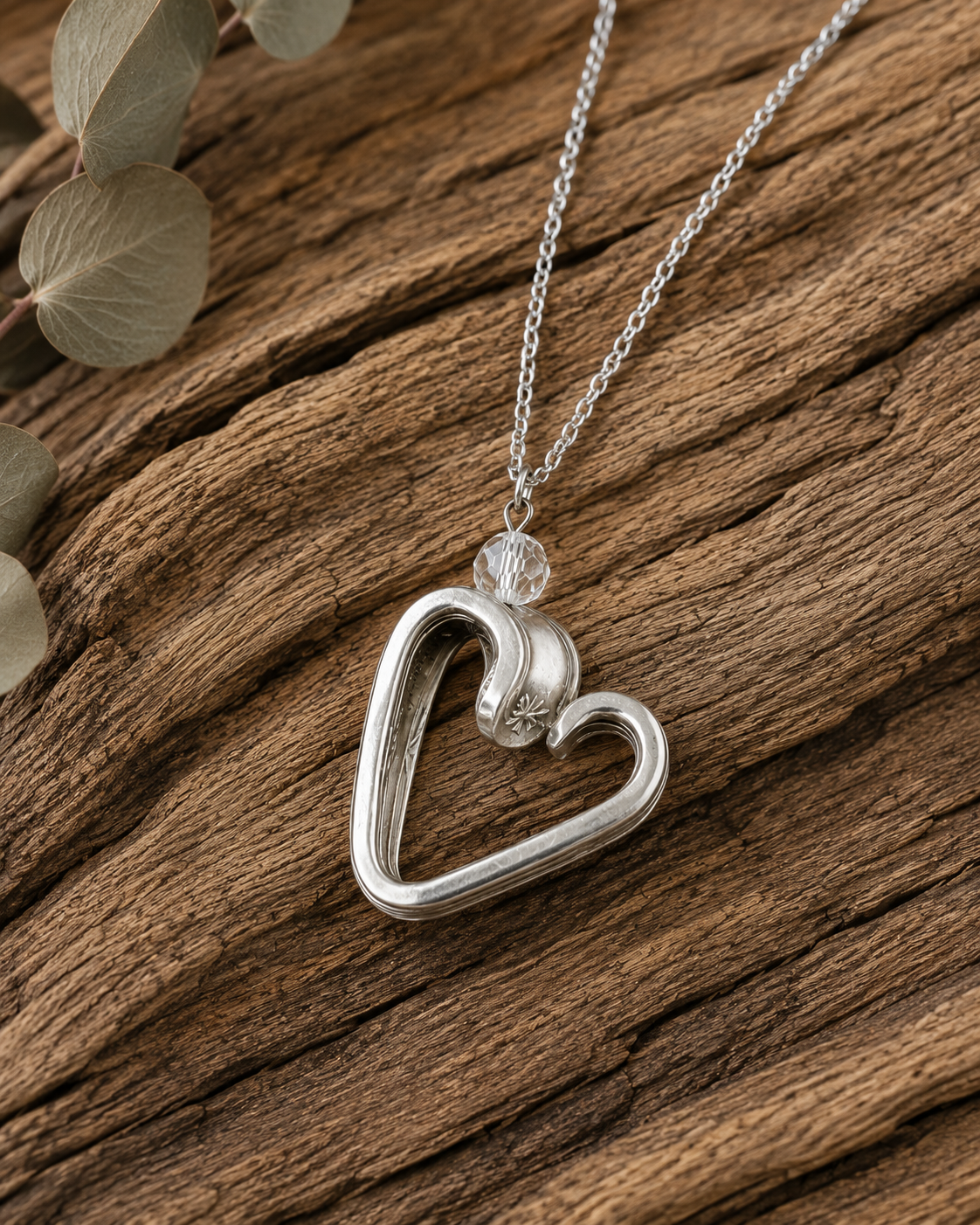 Heart Pendant Necklace | Handcrafted Reclaimed Silver-Plated Jewellery
