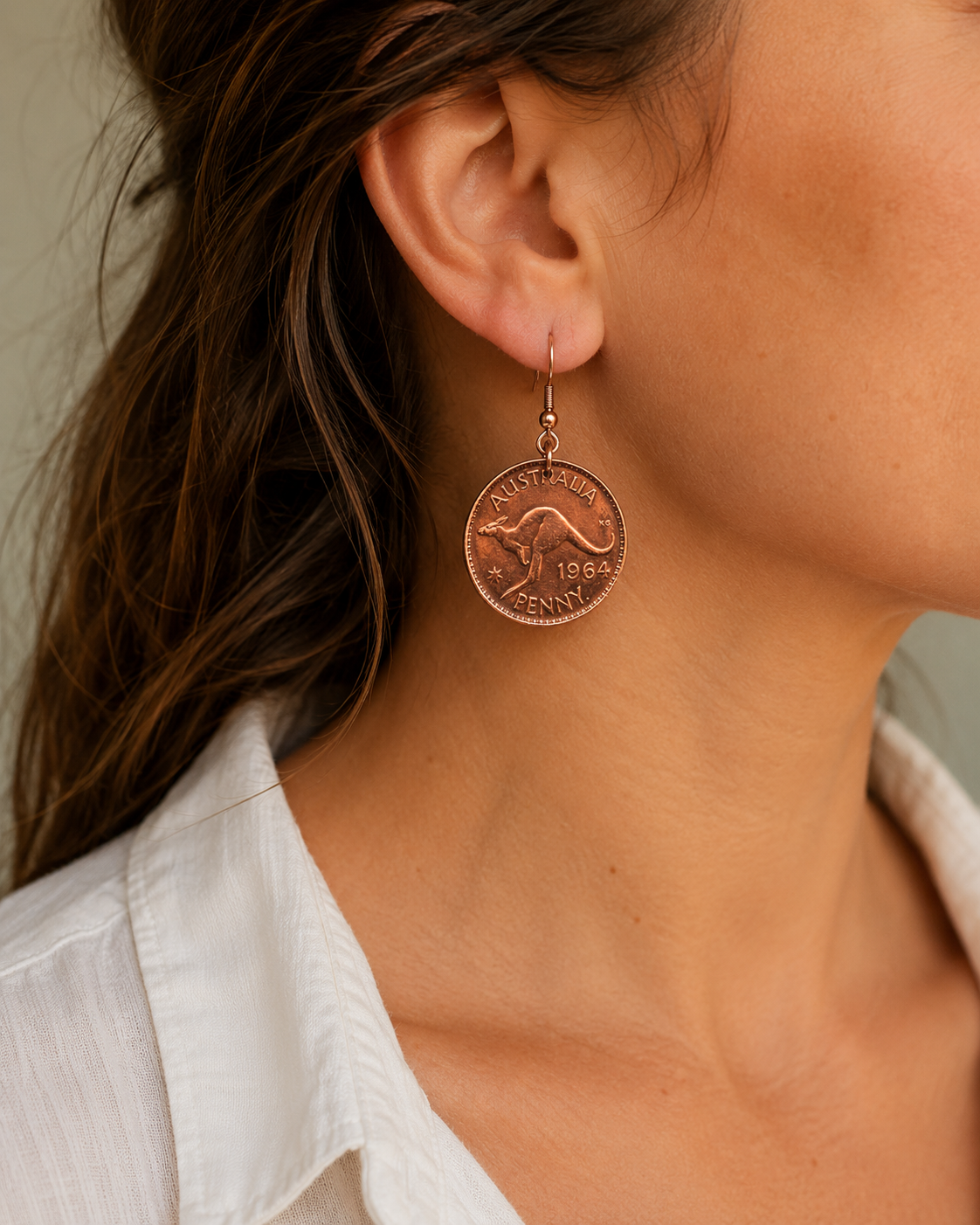 Australian Penny Coin Earrings | Handcrafted Reclaimed 1964 Penny Jewellery