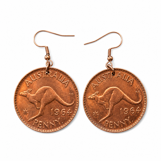 Australian Penny Coin Earrings | Handcrafted Reclaimed 1964 Penny Jewellery