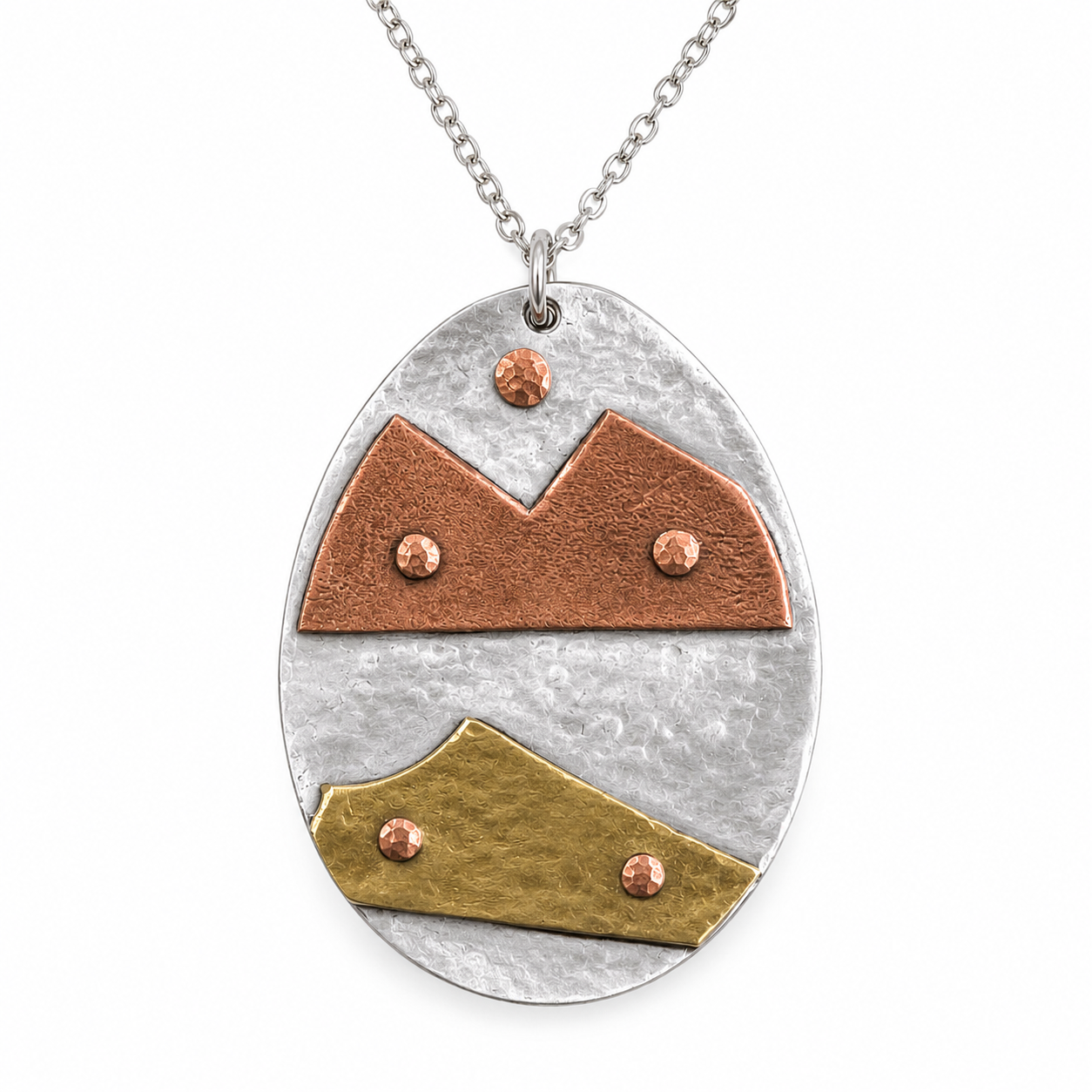 Mountain Horizon Pendant Necklace | Reclaimed Silver Plate, Copper & Brass