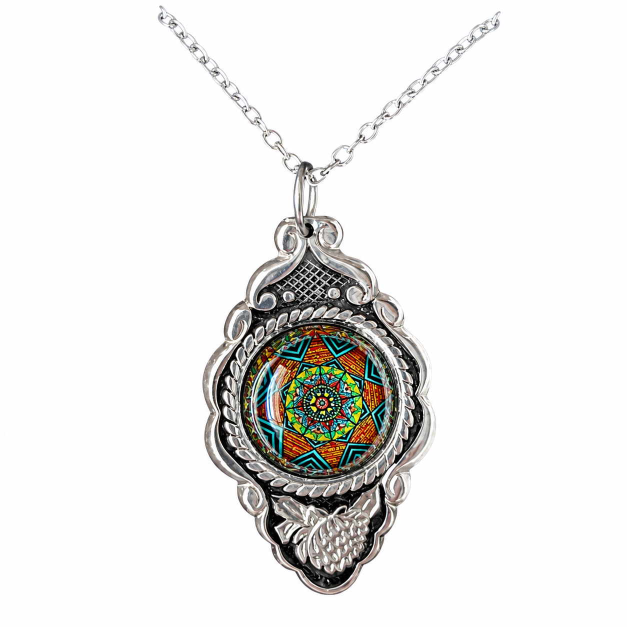 Mandala Pendant Necklace | Upcycled Silver-Plated Spoon Jewellery