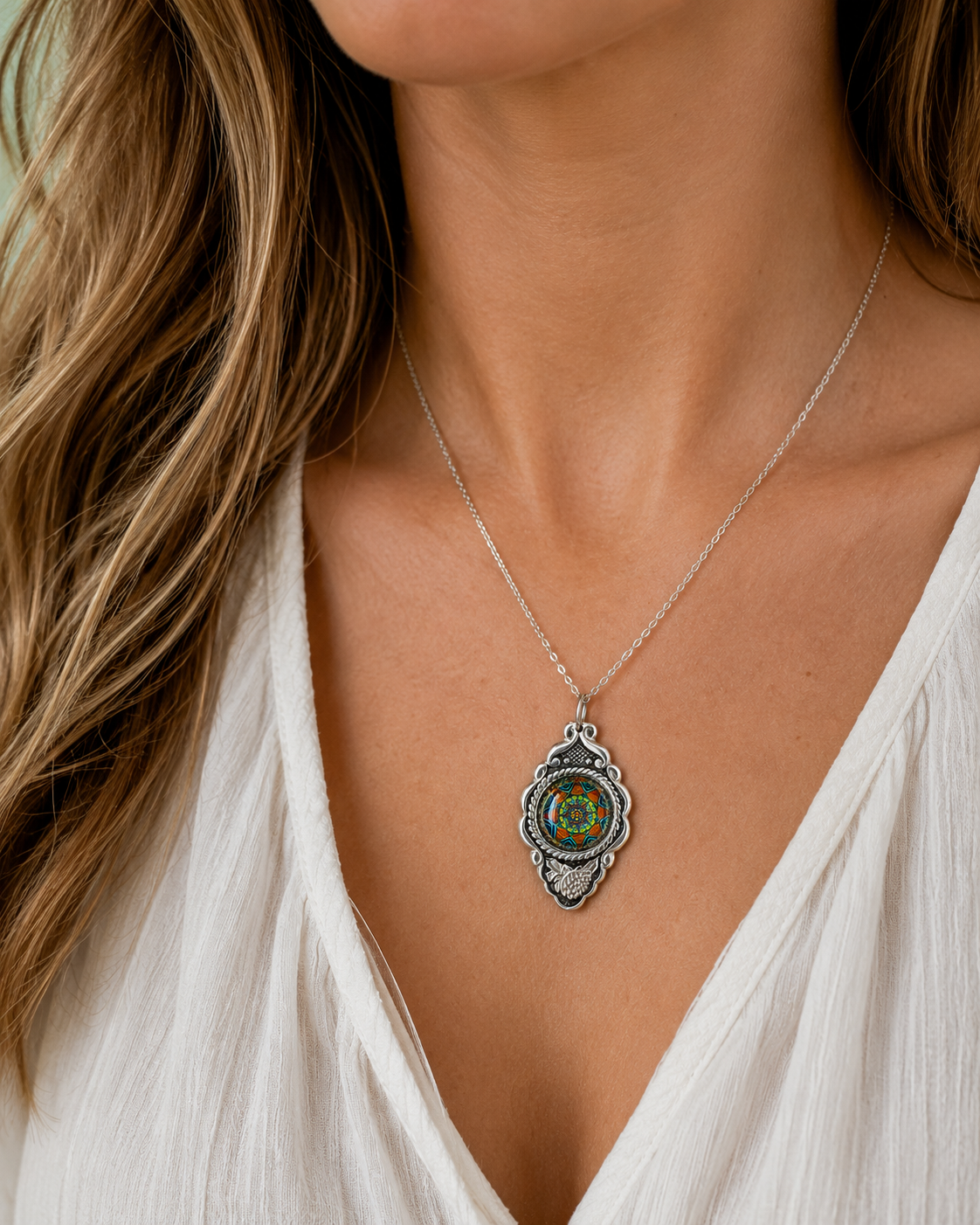 Mandala Pendant Necklace | Upcycled Silver-Plated Spoon Jewellery