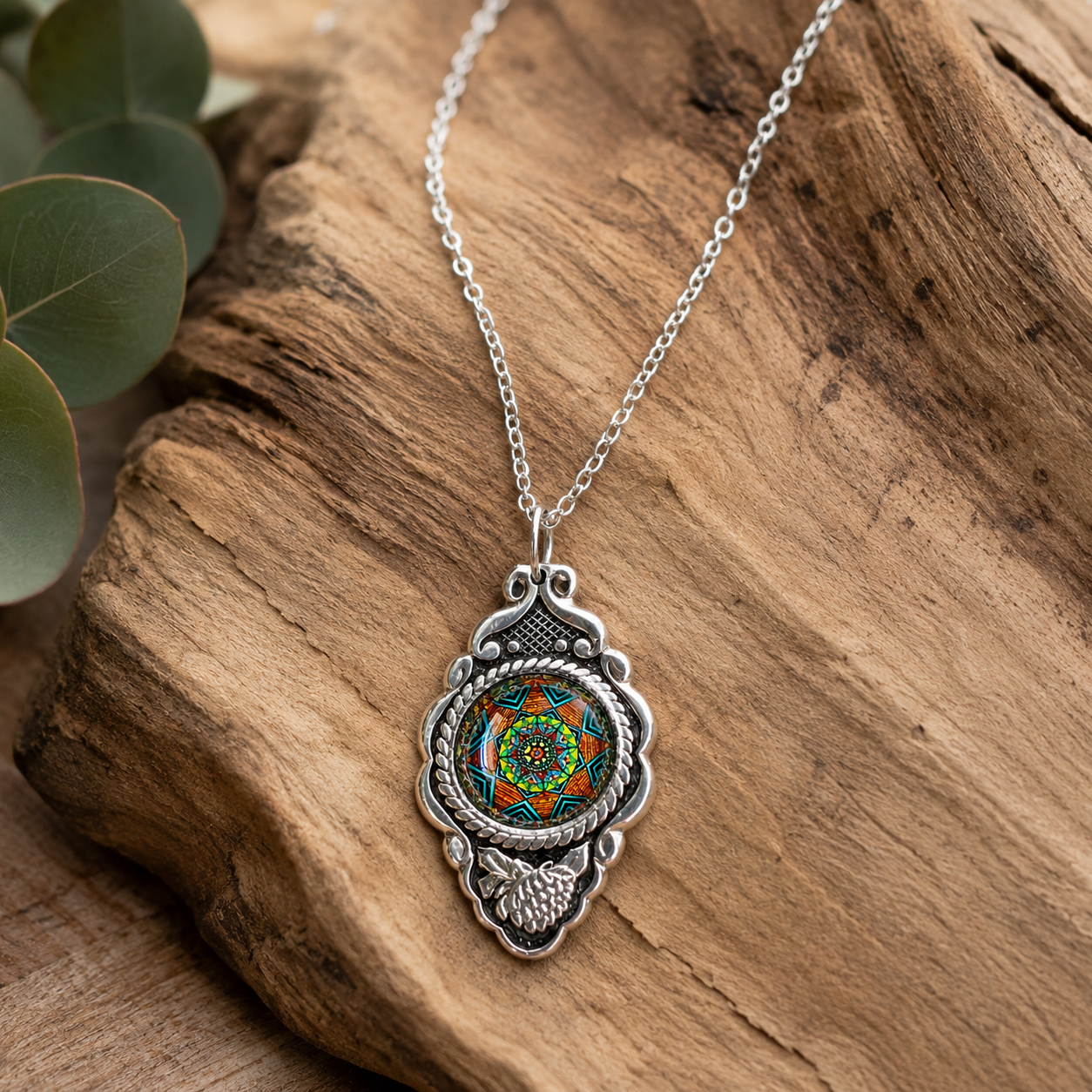 Mandala Pendant Necklace | Upcycled Silver-Plated Spoon Jewellery