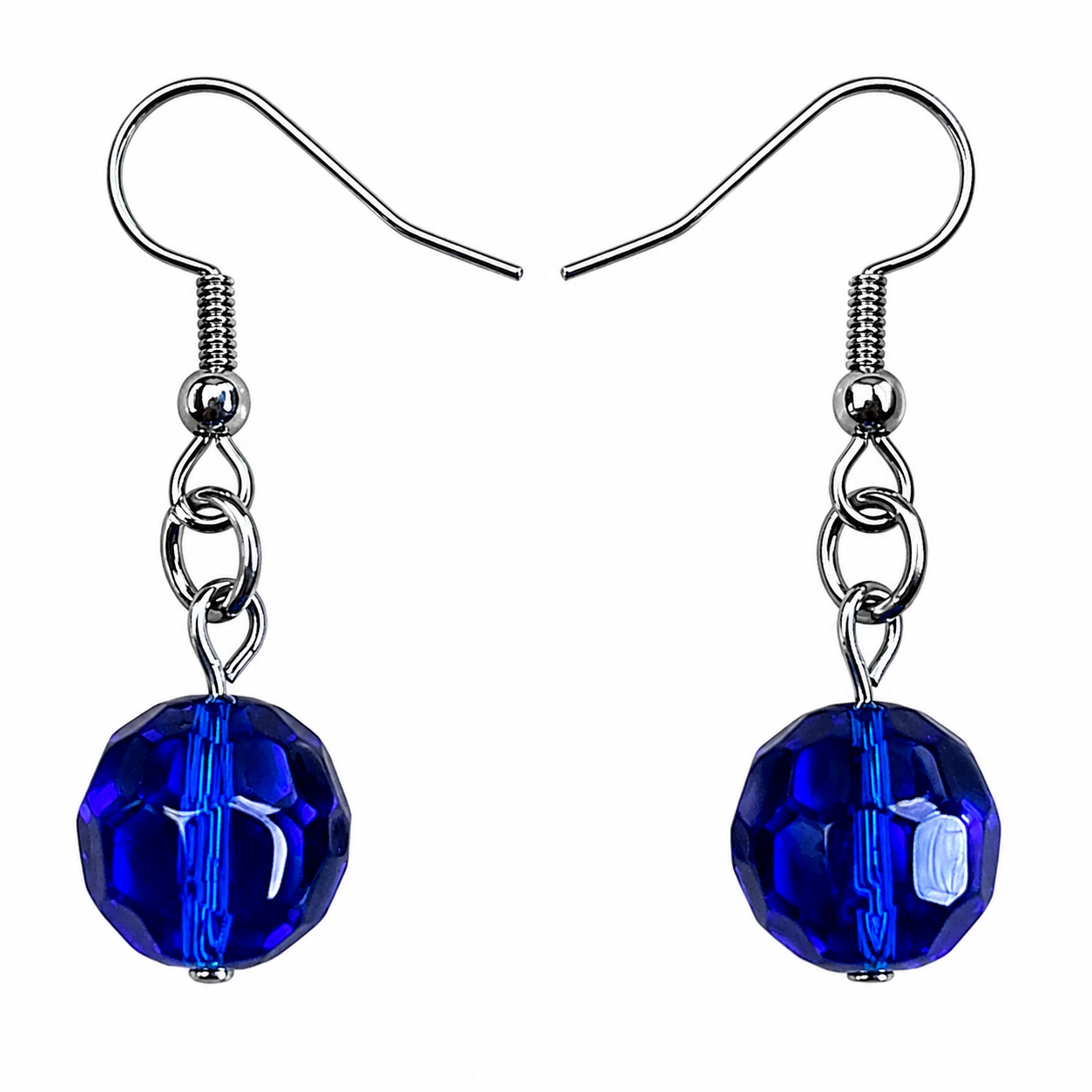 Cobalt Blue Glass Bead Earrings | Handcrafted Reclaimed Jewellery