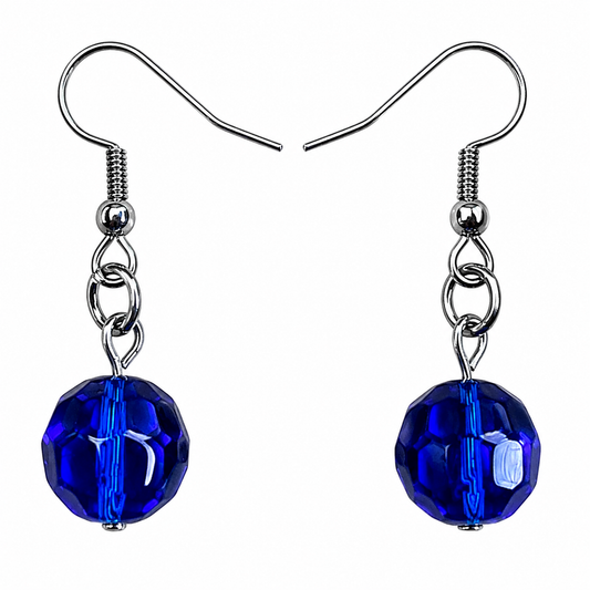 Cobalt Blue Glass Bead Earrings | Handcrafted Reclaimed Jewellery