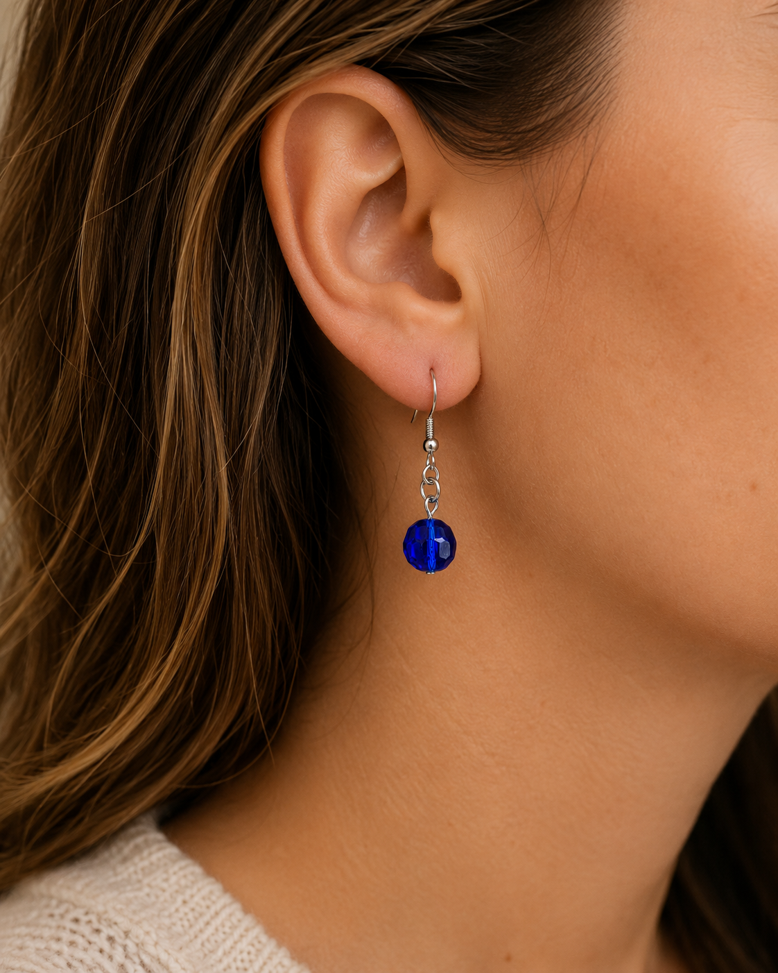 Cobalt Blue Glass Bead Earrings | Handcrafted Reclaimed Jewellery