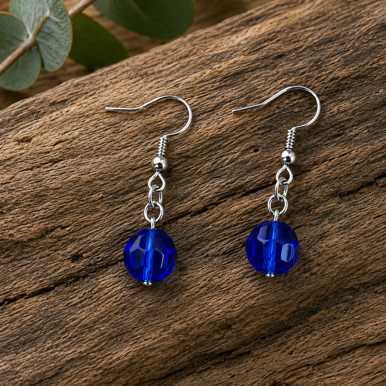 Cobalt Blue Glass Bead Earrings | Handcrafted Reclaimed Jewellery