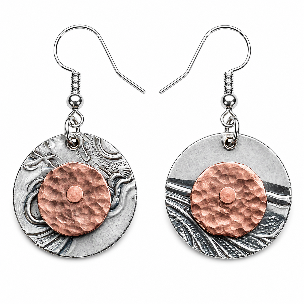 Vintage Silver Plate & Copper Earrings | Handcrafted Reclaimed Jewellery