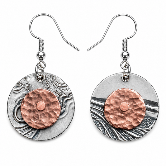 Vintage Silver Plate & Copper Earrings | Handcrafted Reclaimed Jewellery