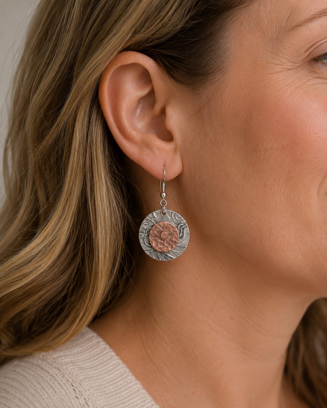 Vintage Silver Plate & Copper Earrings | Handcrafted Reclaimed Jewellery