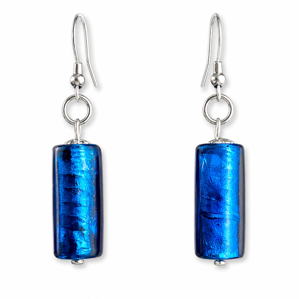 Turquoise Blue Glass Bead Earrings | Handcrafted Reclaimed Jewellery