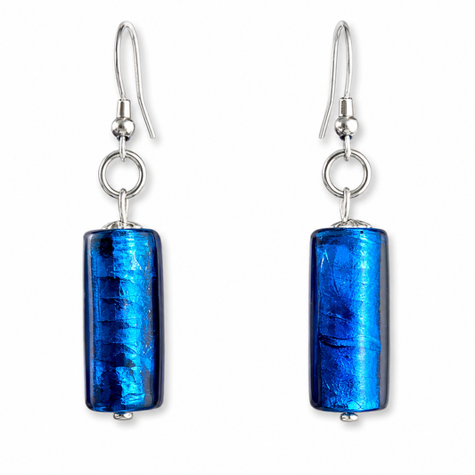 Turquoise Blue Glass Bead Earrings | Handcrafted Reclaimed Jewellery