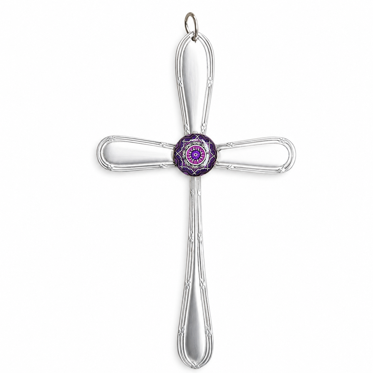 Silver Plate Cutlery Cross Ornament | Handcrafted Vintage Silver Plate Art
