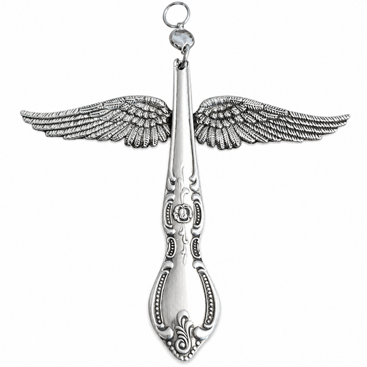 Guardian Angel Ornament | Handcrafted Vintage Silver Plate Art
