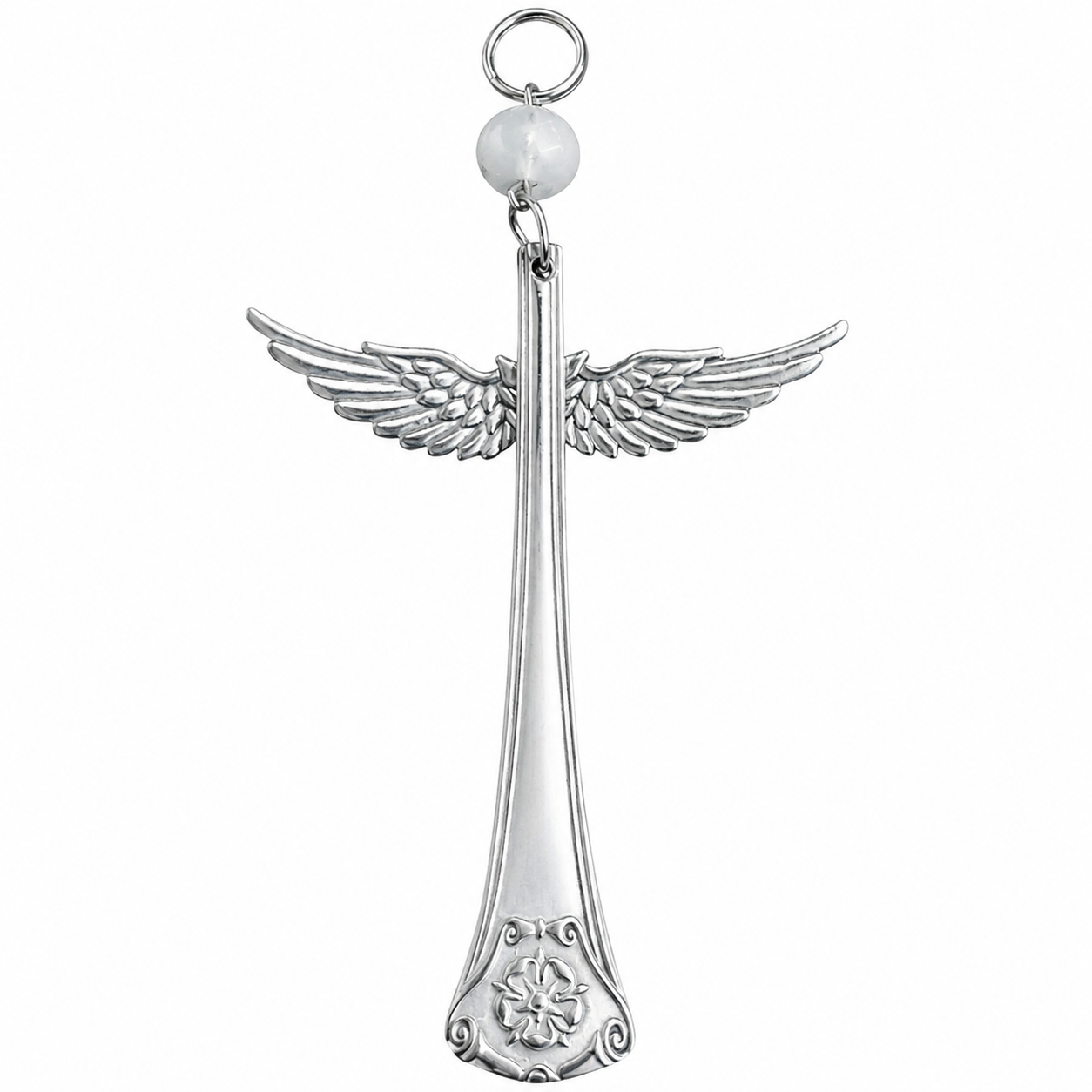Silver Plate Guardian Angel Ornament | Handcrafted Vintage Cutlery Art