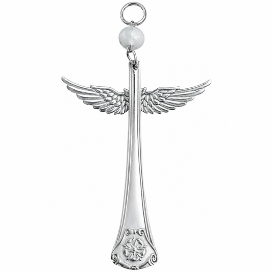 Silver Plate Guardian Angel Ornament | Handcrafted Vintage Cutlery Art