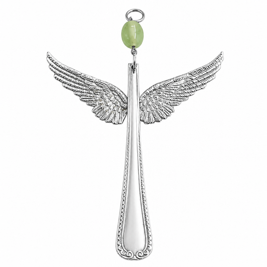 Silver Plate Guardian Angel Ornament | Handcrafted Vintage Cutlery Art