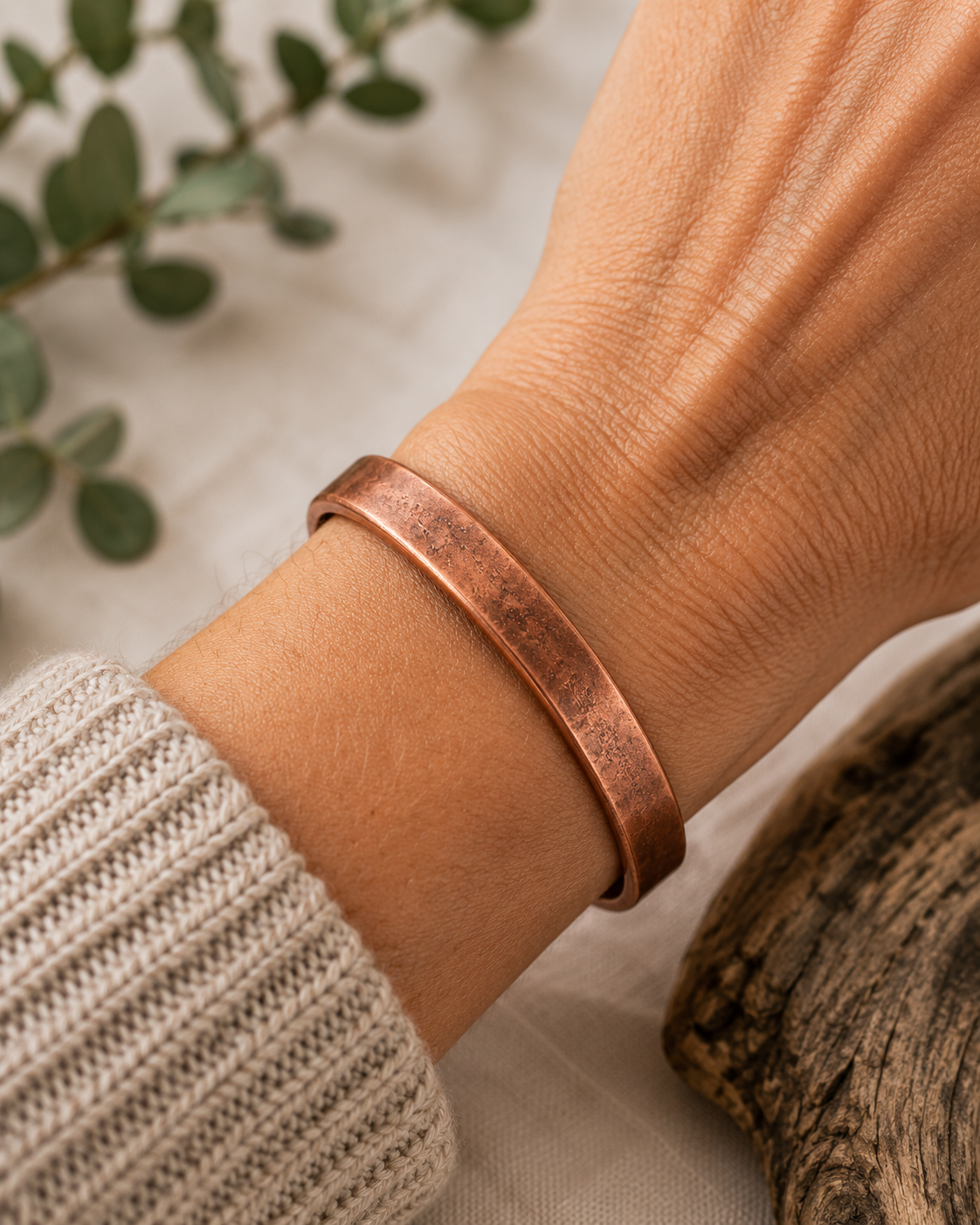 Solid Copper Cuff Bracelet | Handcrafted Reclaimed Copper Jewellery