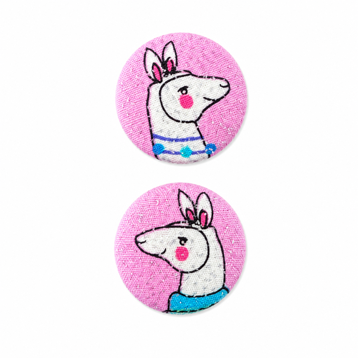 Pink Sparkly Alpaca Stud Earrings | Handcrafted Upcycled Fabric Jewellery