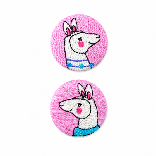 Pink Sparkly Alpaca Stud Earrings | Handcrafted Upcycled Fabric Jewellery