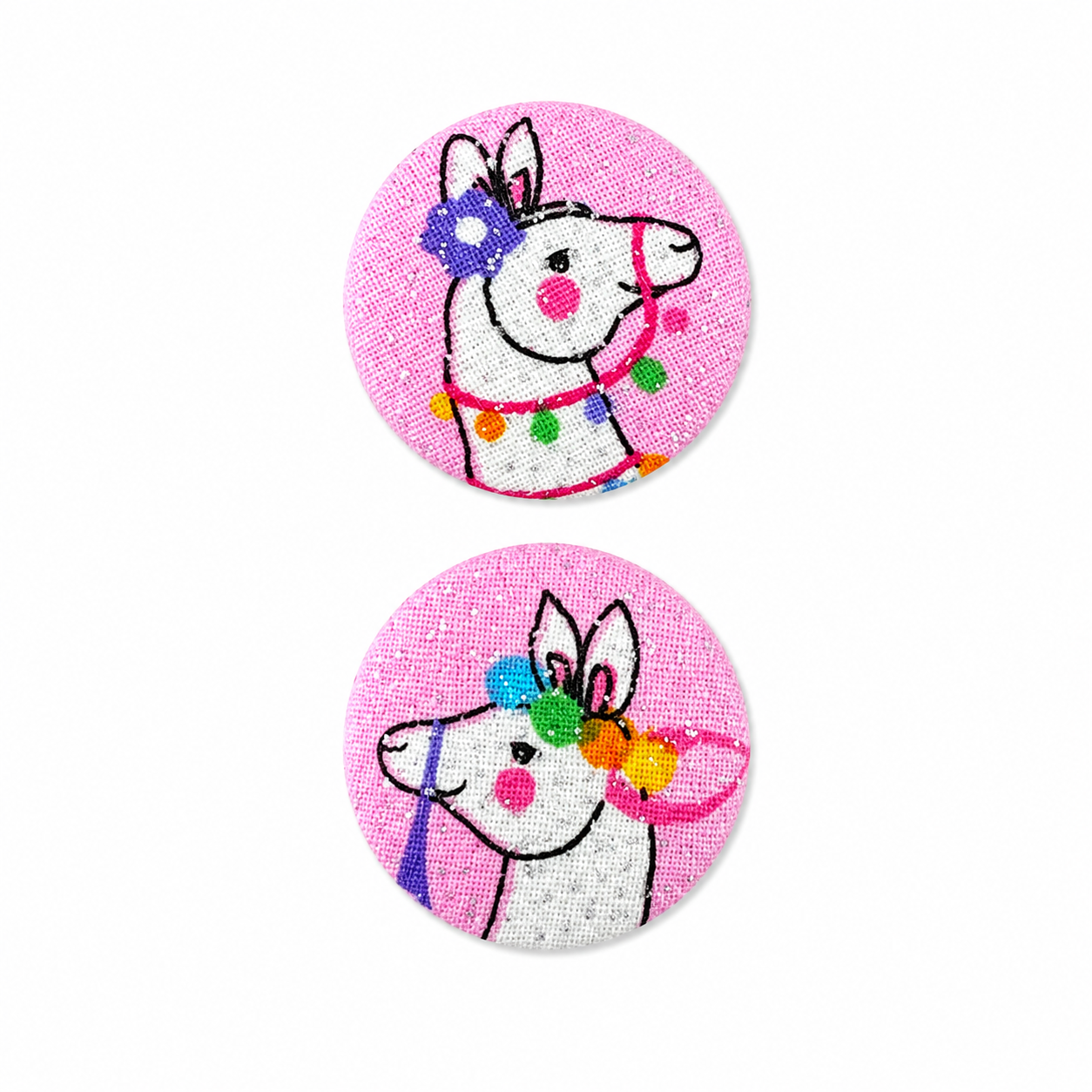 Pink Sparkly Alpaca Stud Earrings | Handcrafted Upcycled Fabric Jewellery