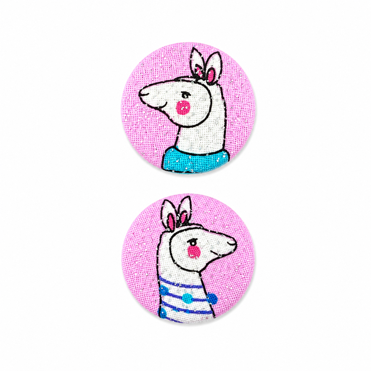 Pink Sparkly Alpaca Stud Earrings | Handcrafted Upcycled Fabric Jewellery
