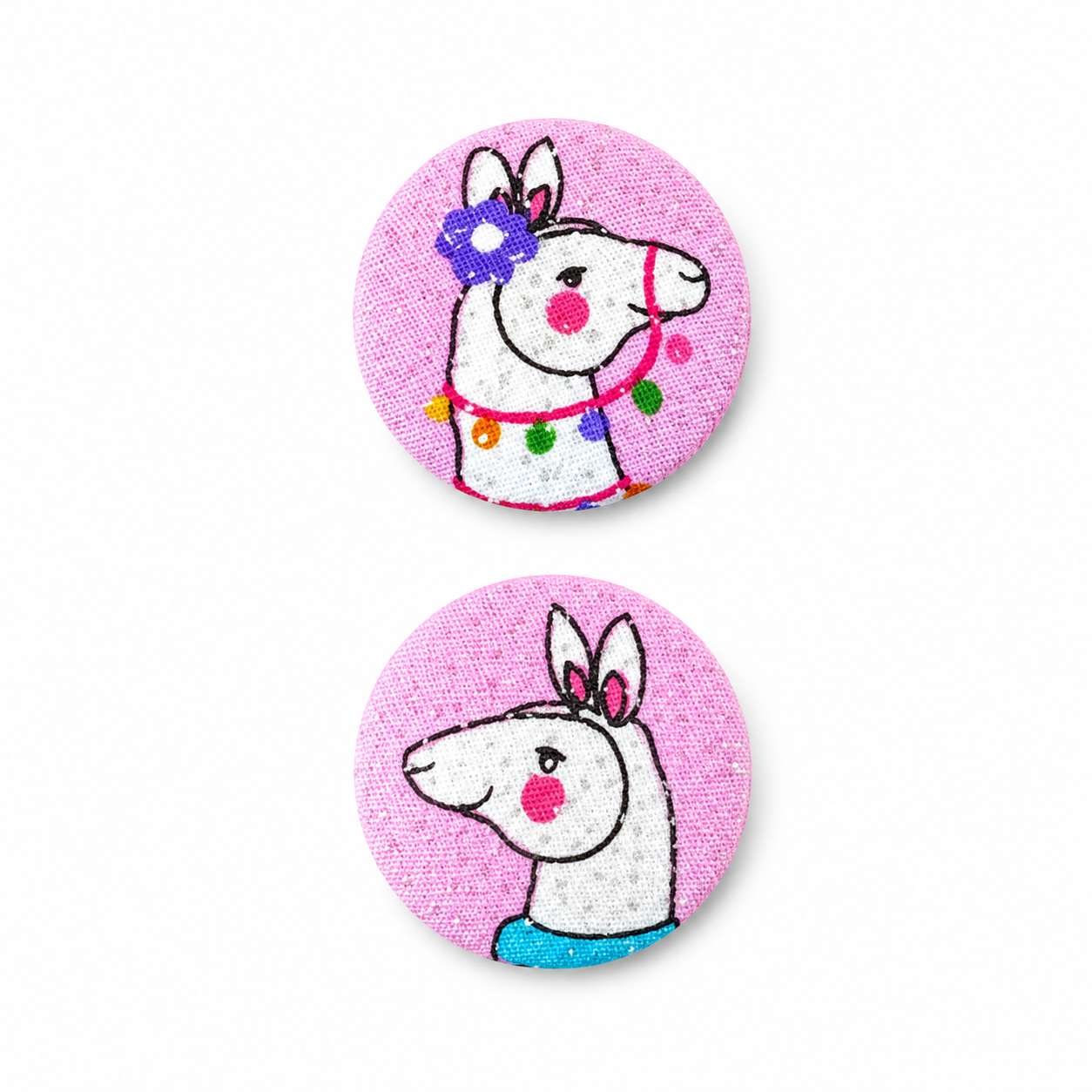Pink Sparkly Alpaca Stud Earrings | Handcrafted Upcycled Fabric Jewellery