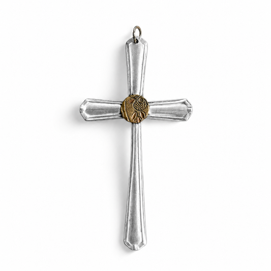 Silver Plate Cutlery Cross Ornament | Handcrafted Vintage Cutlery Art