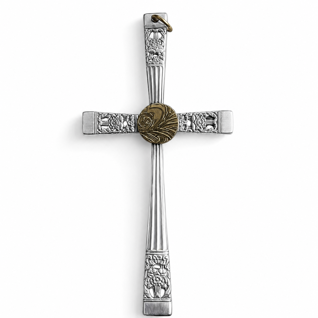 Silver Plate Cutlery Cross Ornament | Handcrafted Vintage Silver Plate Art